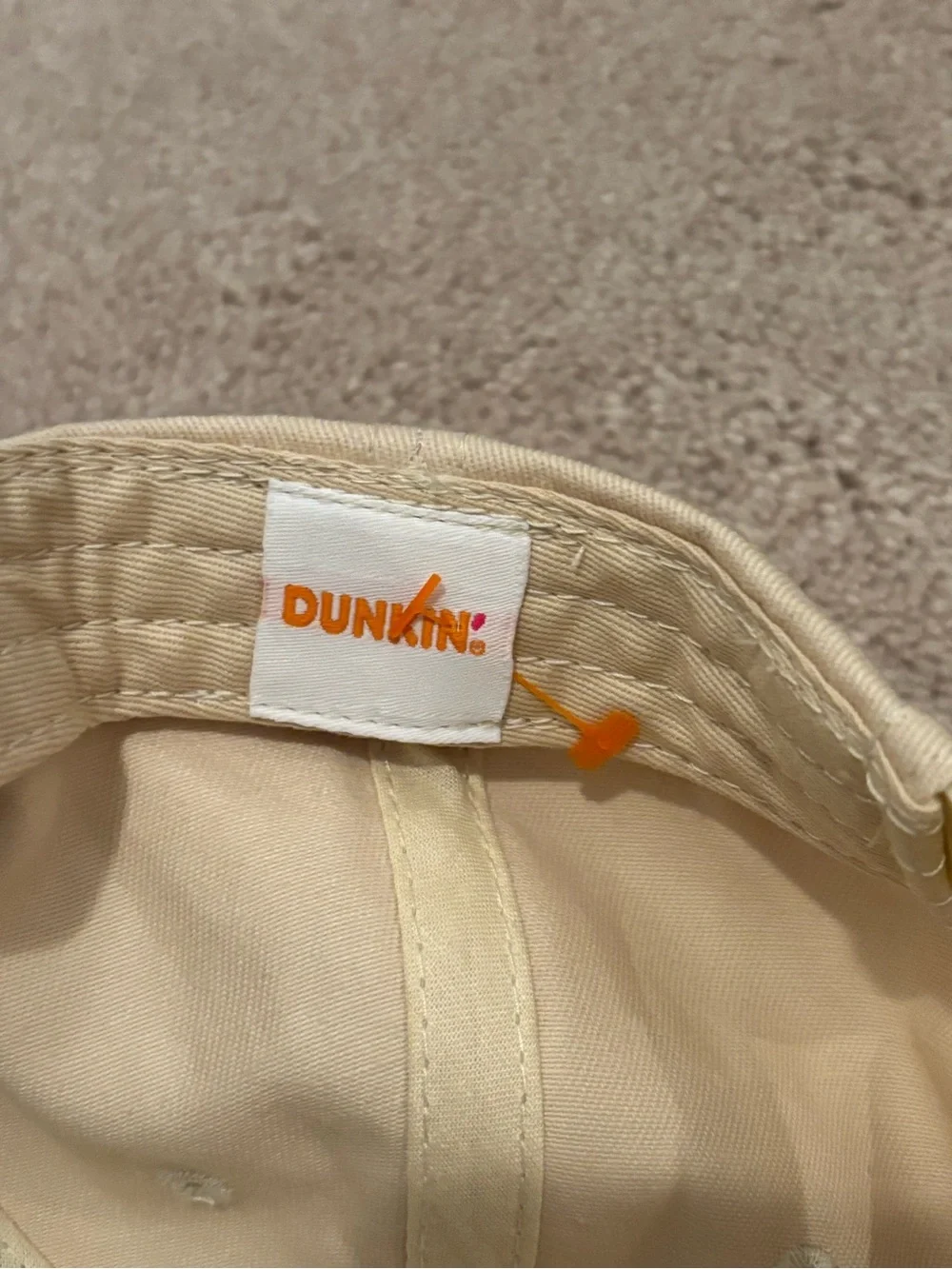 DUNKIN' Donuts Adult SnapBack Hat Tan Logo Embroidered Upside Down Baseball Cap